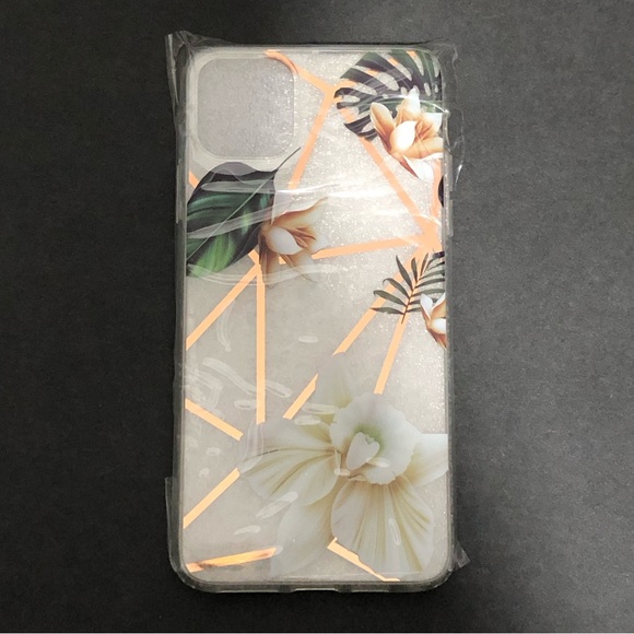ooooops Green Leaves White Brown Floral w/ Golden Lines iPhone 11 Pro Max Case - Picture 5 of 14